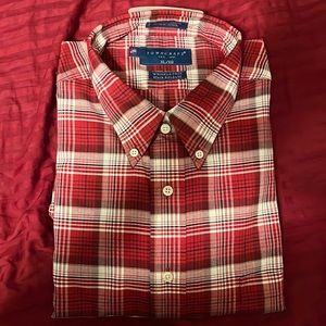 New red plaid dress shirt